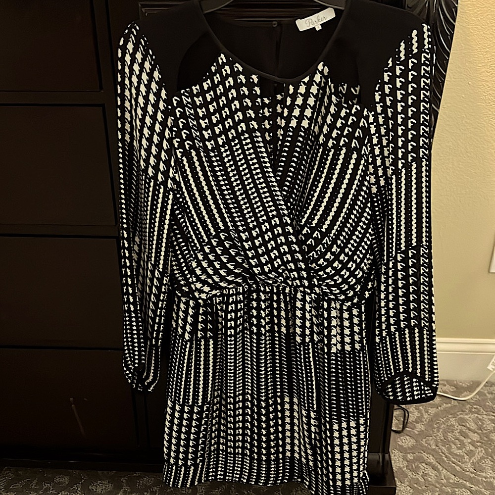 Parker geometric faux wrap mini dress